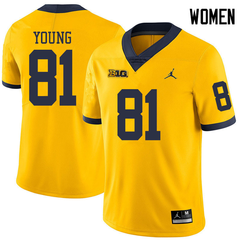 Jordan Brand Women #81 Jack Young Michigan Wolverines College Football Jerseys Sale-Yellow